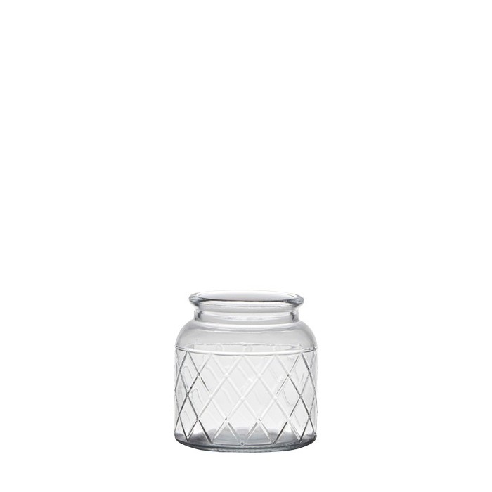 Glas Vase klein mit Rautenmuster im Glas