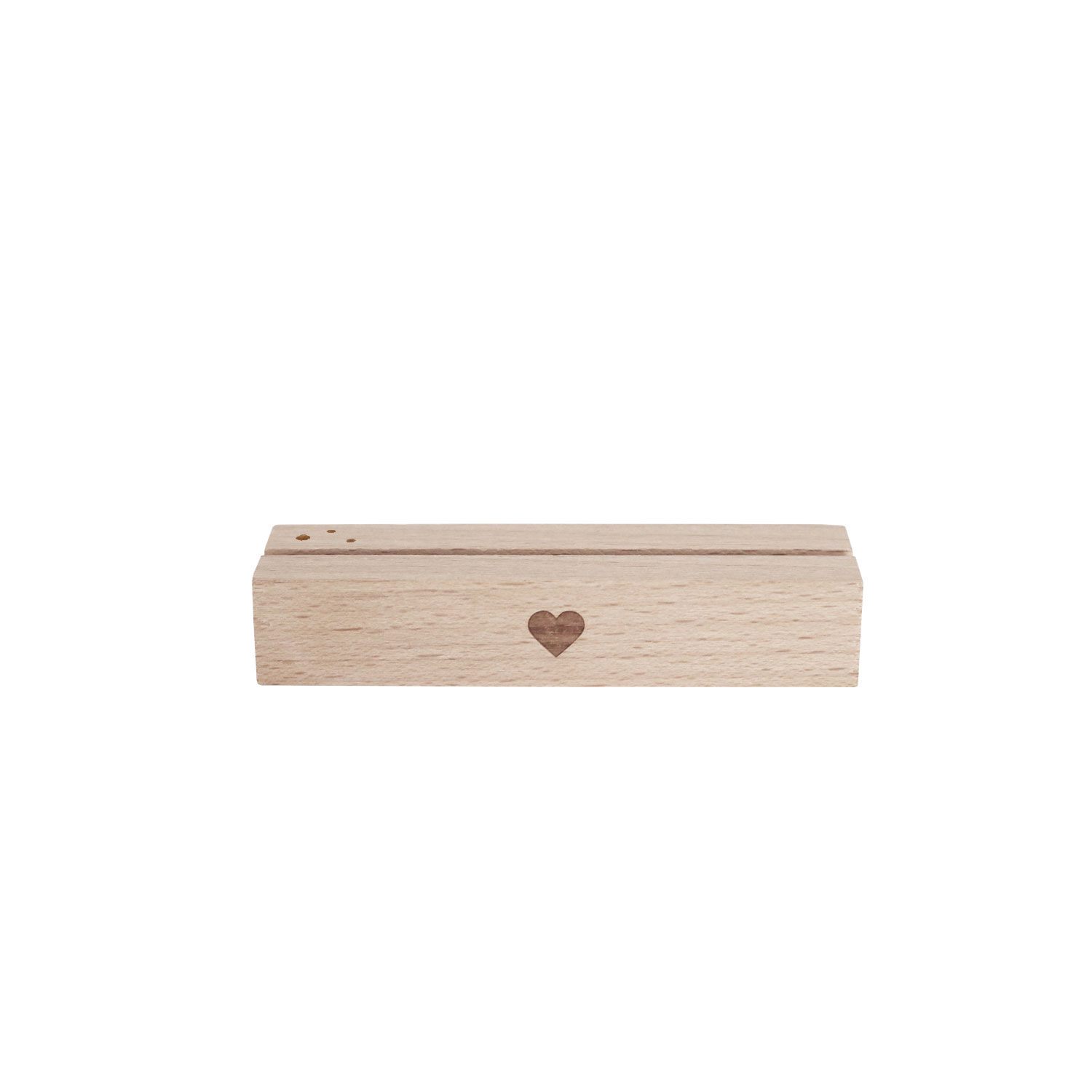 Kartenhalter aus Holz 2er Set  für Platzkarten und Blumen mit kleinem Herz in der Mitte